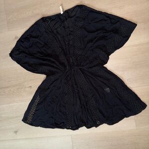 Elan Black Textured Kimono
